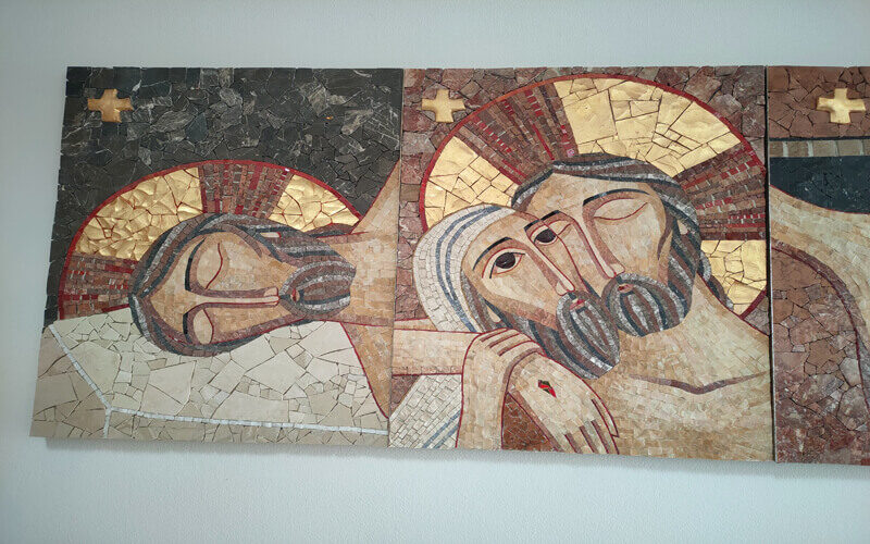 mozaika Křížové cesty, křížová cesta, josef z arimatie, kostol rozkvet, ukázka realizace