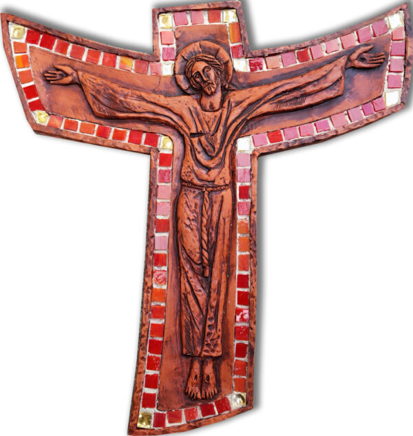 Kříž na zeď s mozaikou, keramický