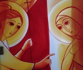 Řím zvěstování panny marie, archanděl gabriel navštívil Pannu Marii, vitráž skleněná, malovaná